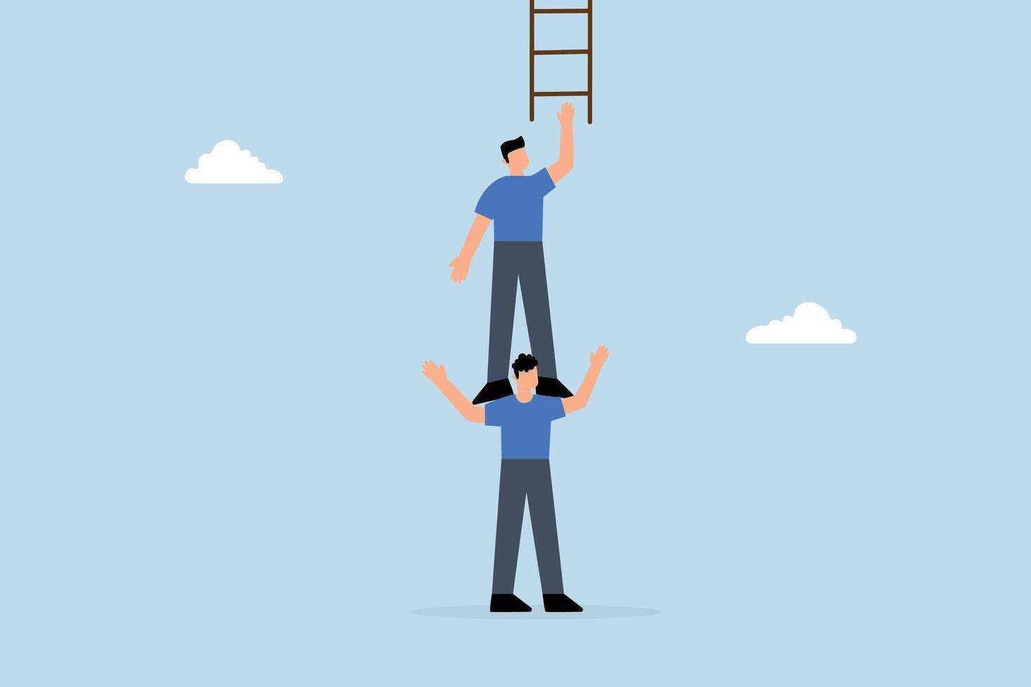 business associate supports his colleagues in climbing ladder of success. vector