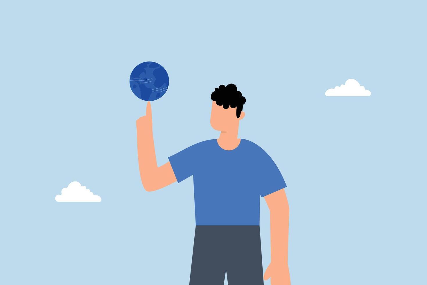 Global business, businessman turning globe with his strong finger. vector