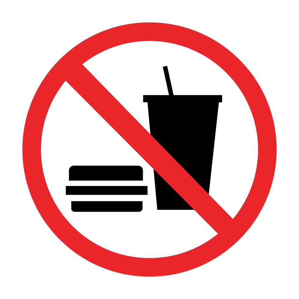 No food or drink Allowed Sign in red circle crossed out vector