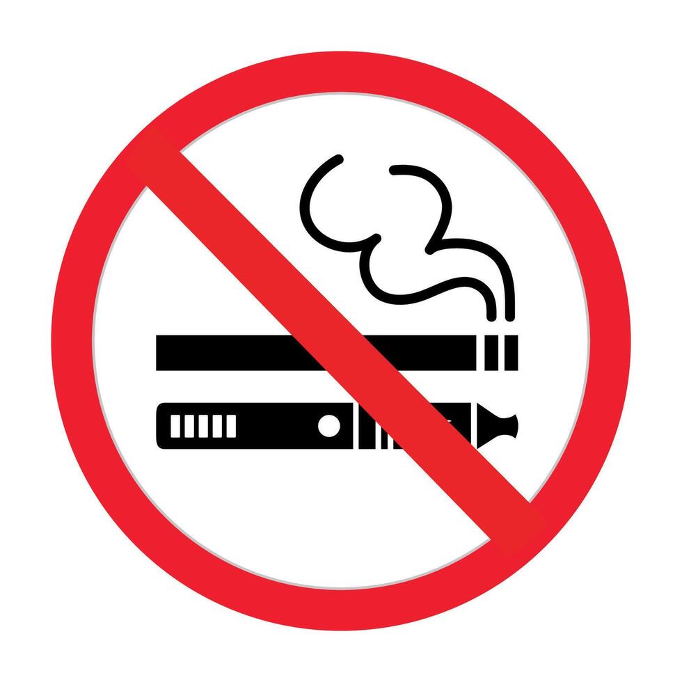 No smoke Cigarette sign in red circle crossed out vector
