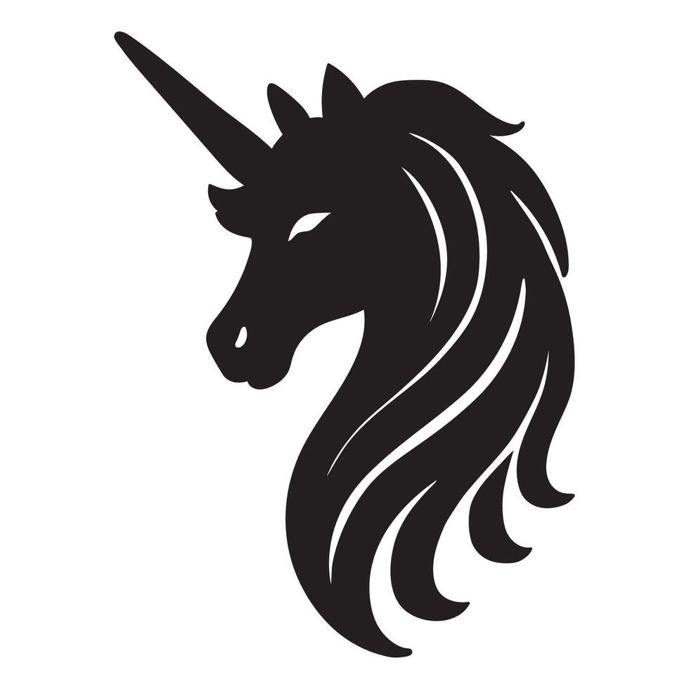 Silhouette black Unicorn Horse head vector