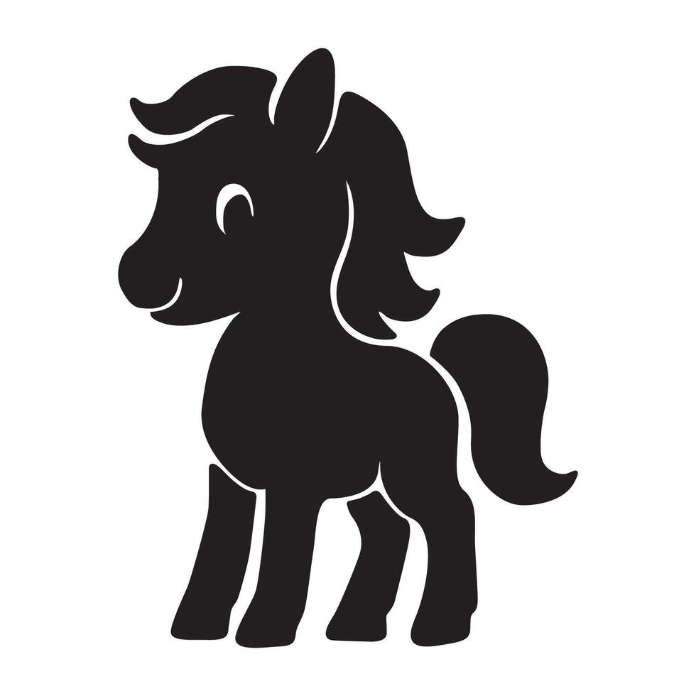 Silhouette black Minicorn pony Horse head vector