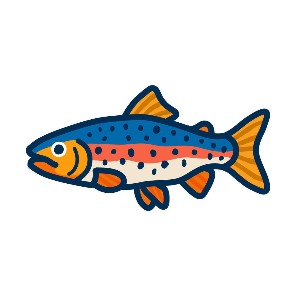 Colorful Cartoon Fish Illustration with Detailed Fins and Body Markings vector