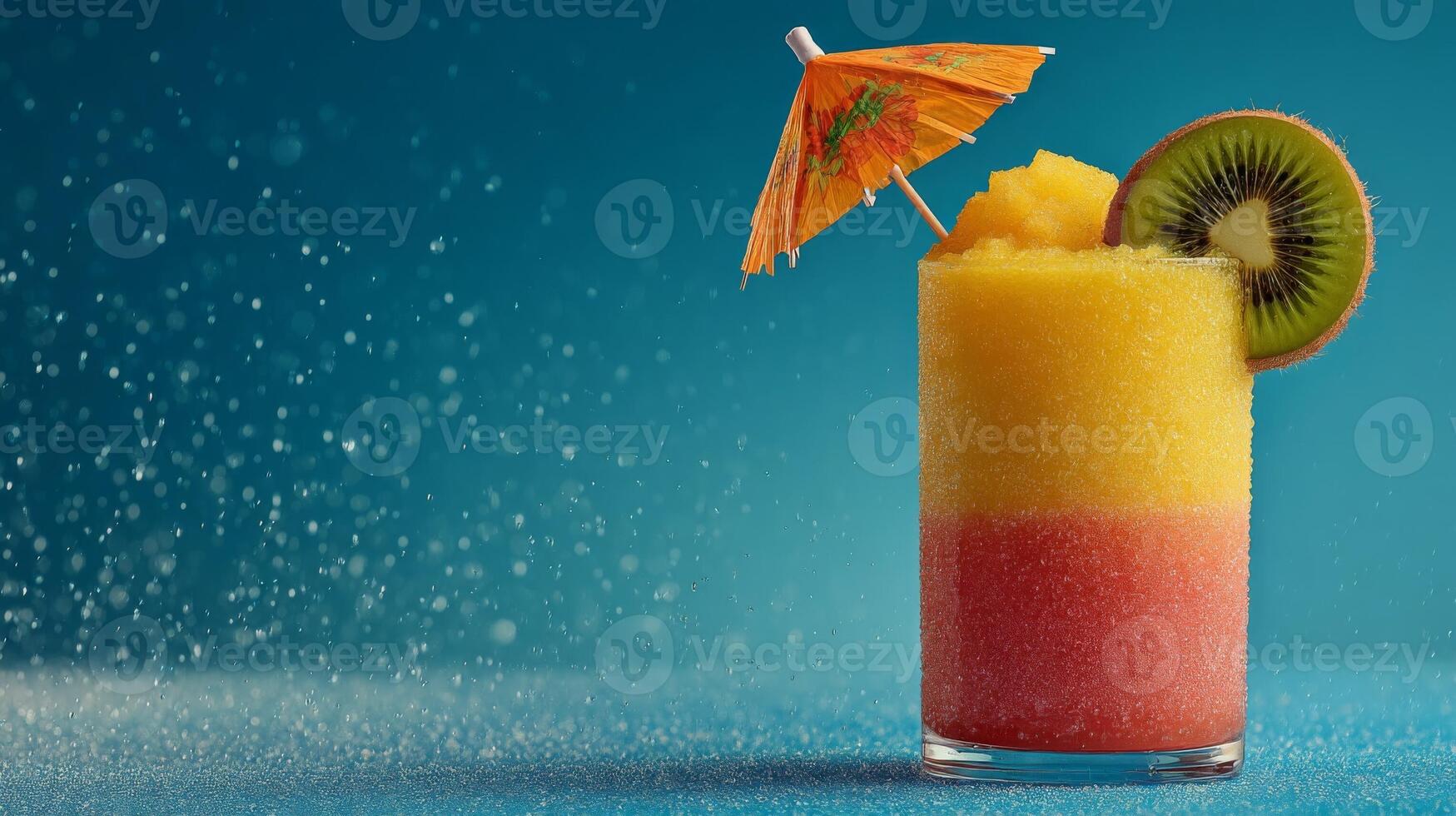 Refreshing Tropical Cocktail with Orange and Kiwi photo