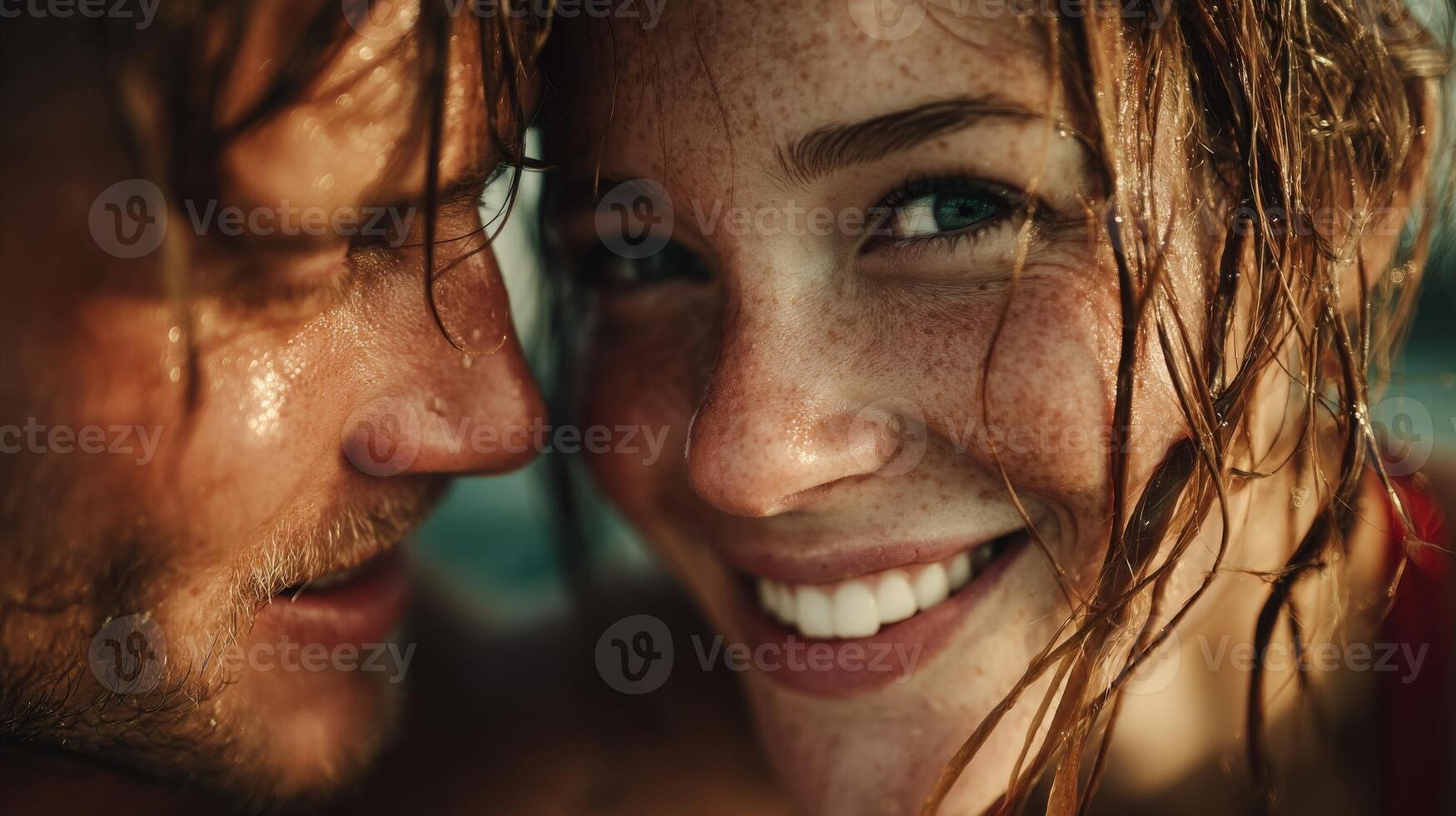 Close-Up Portrait of a Happy Couple Outdoors photo