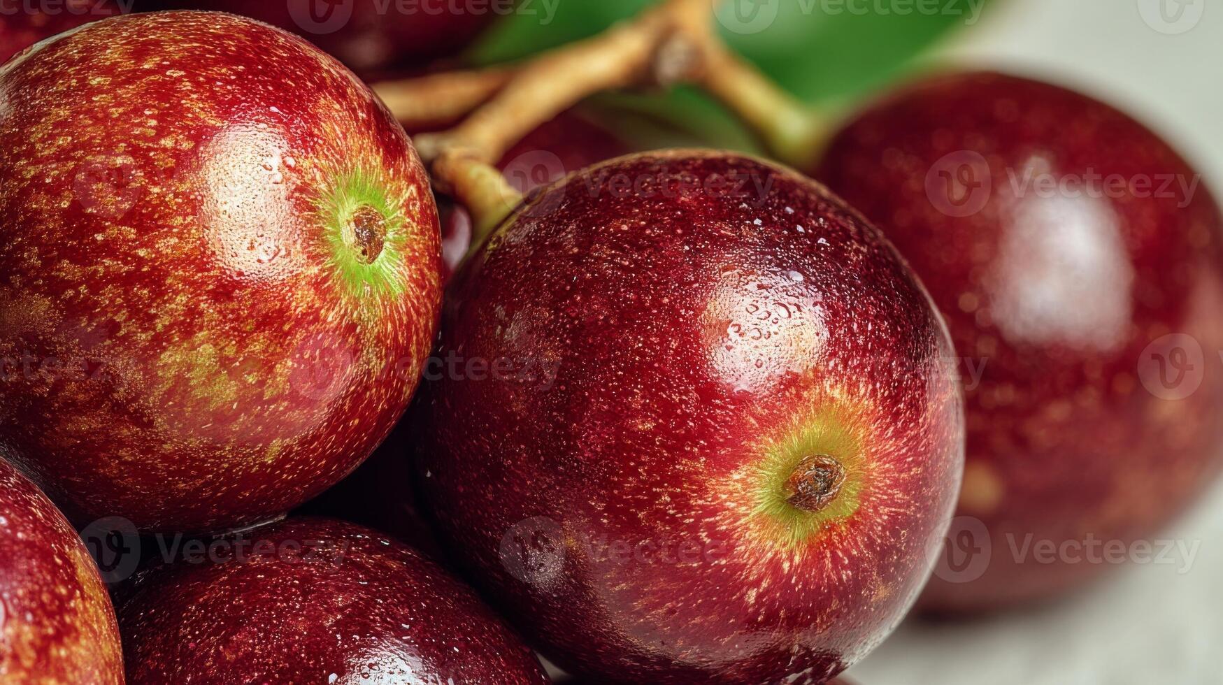 Closeup of Ripe Red Berries on White Background photo