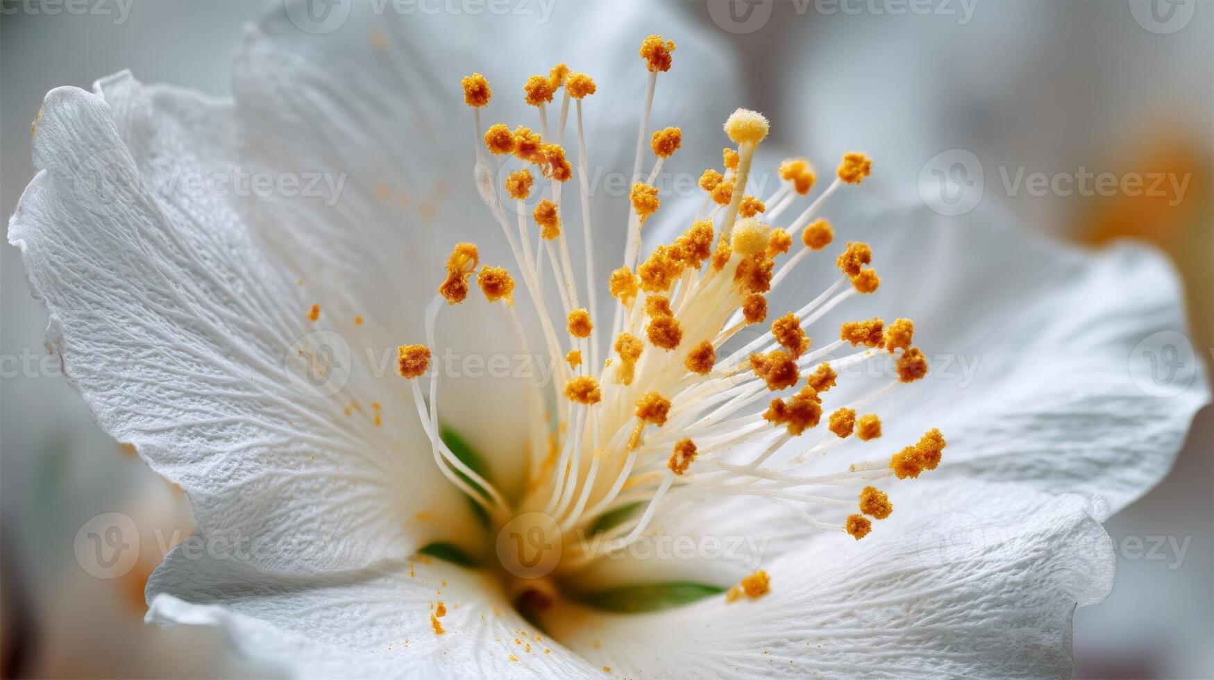 Close-Up of White Flower with Yellow Stamen photo