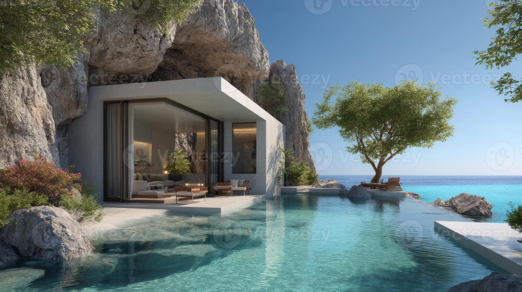 Modern Cliffside Villa with Infinity Pool and Ocean View photo