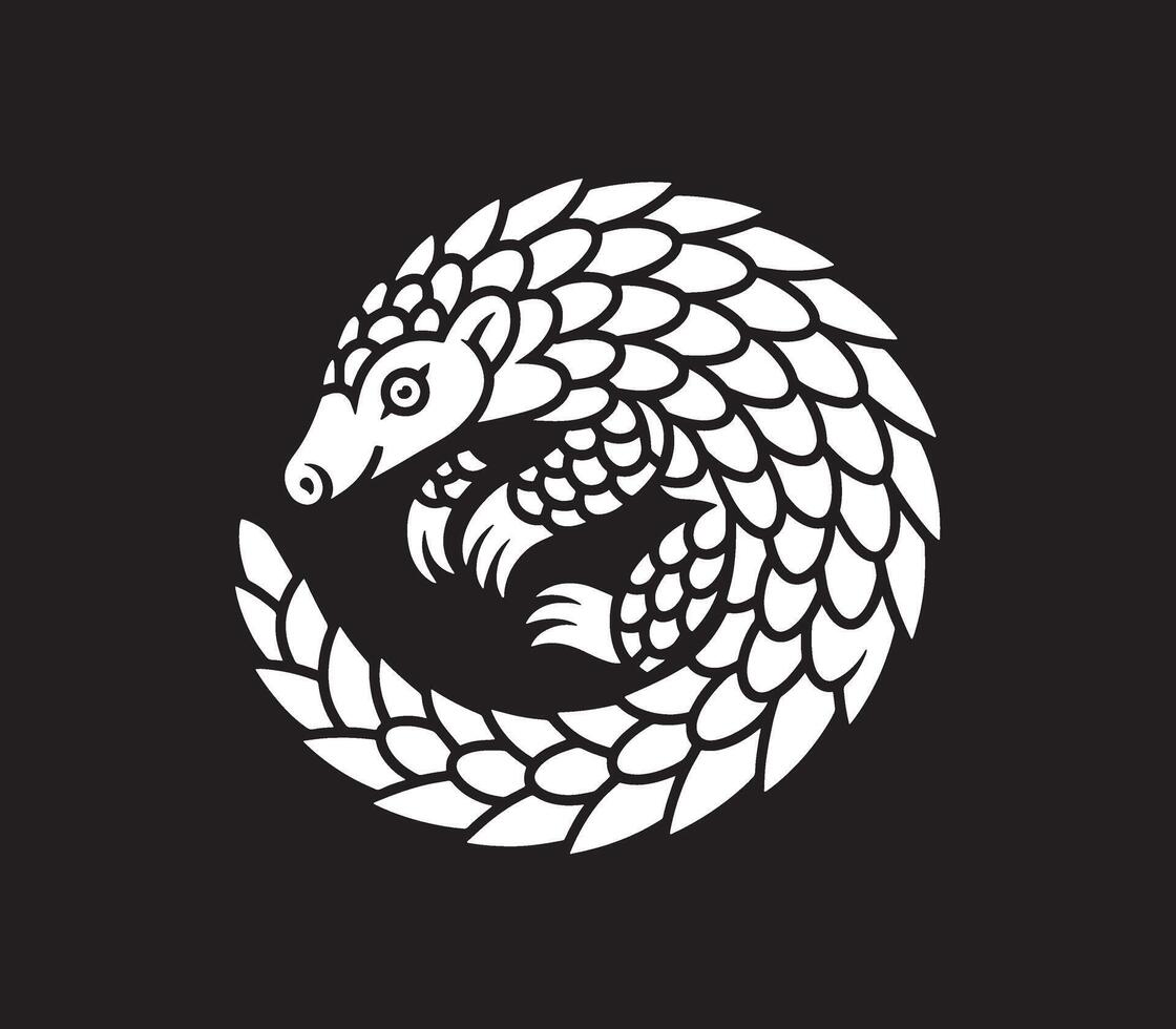 pangolin silhouette line art premium quality vector