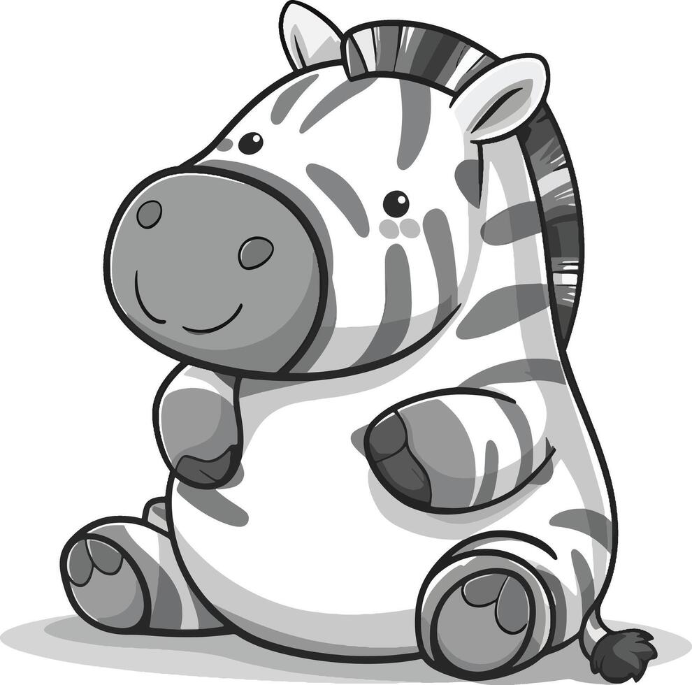 Zebra cartoon sticker black and white vector