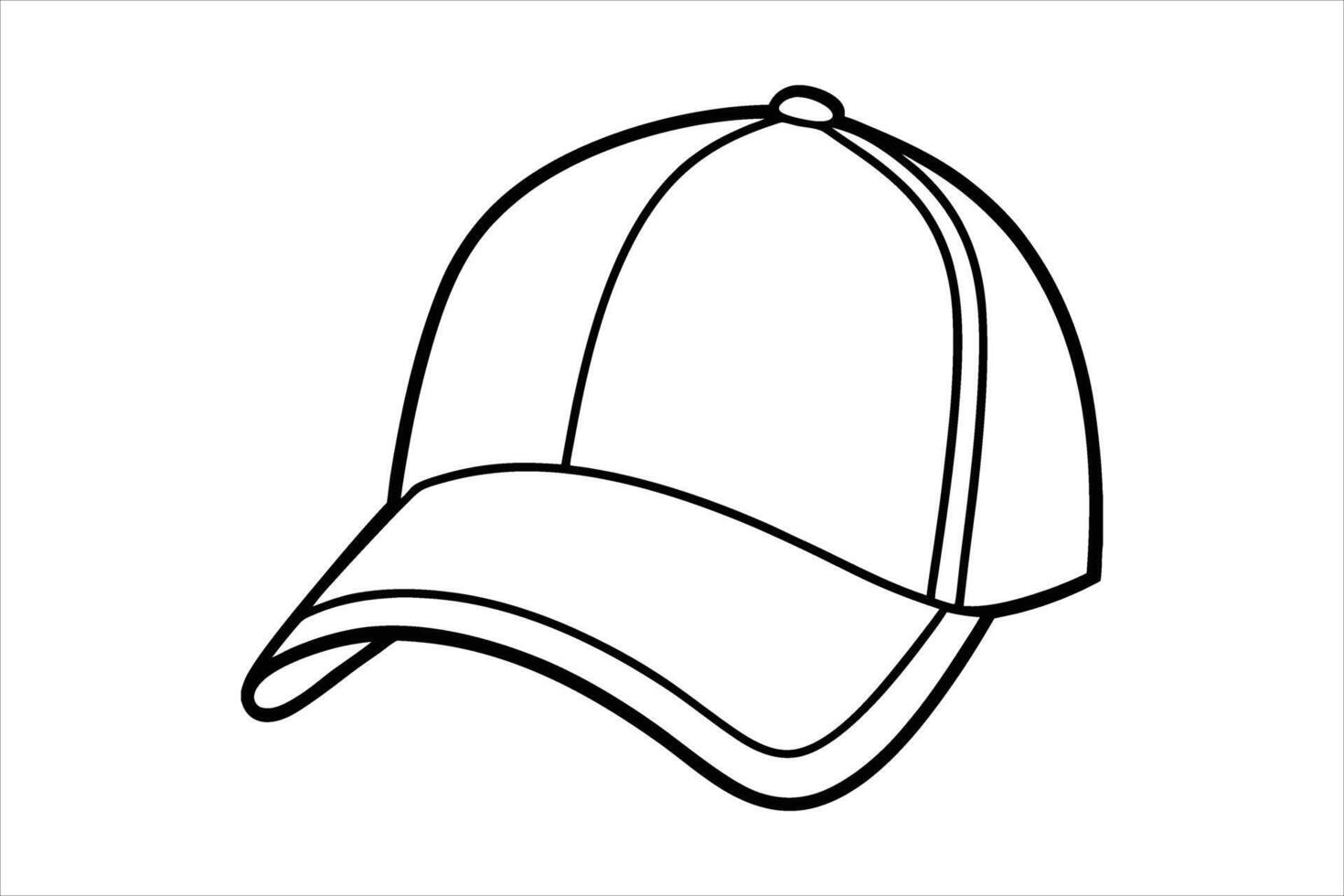 Baseball Cap Outline Drawing Black White Simple Design vector