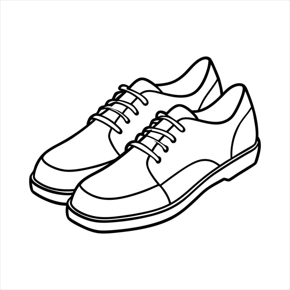 Black and White Line Drawing of Mens Leather Oxfords vector