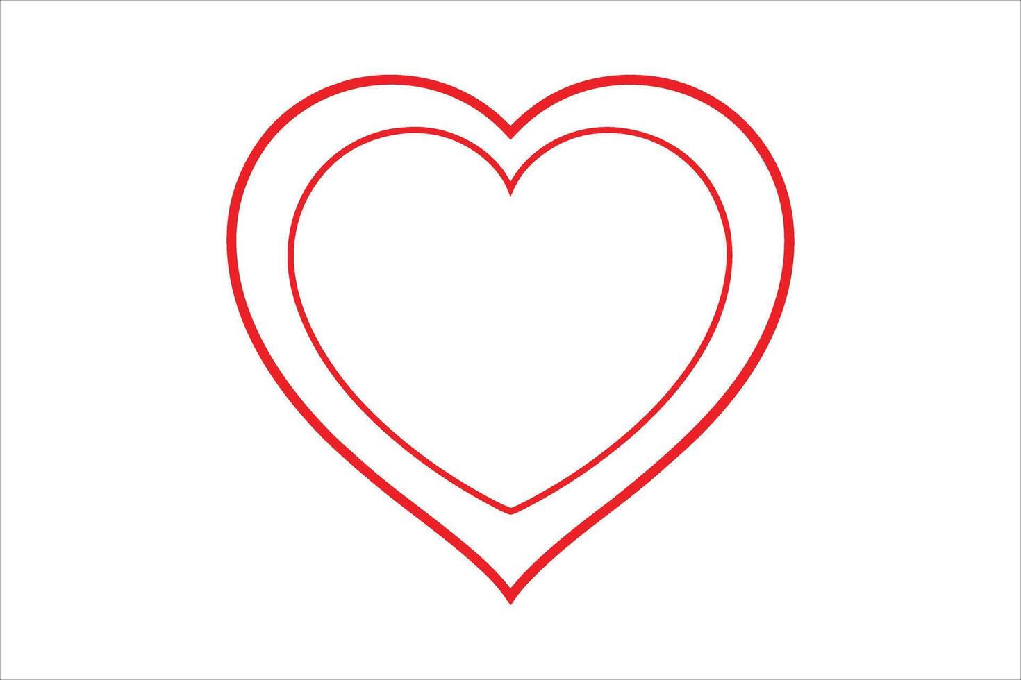 Double Red Line Heart Shape Outline Icon symbol vector