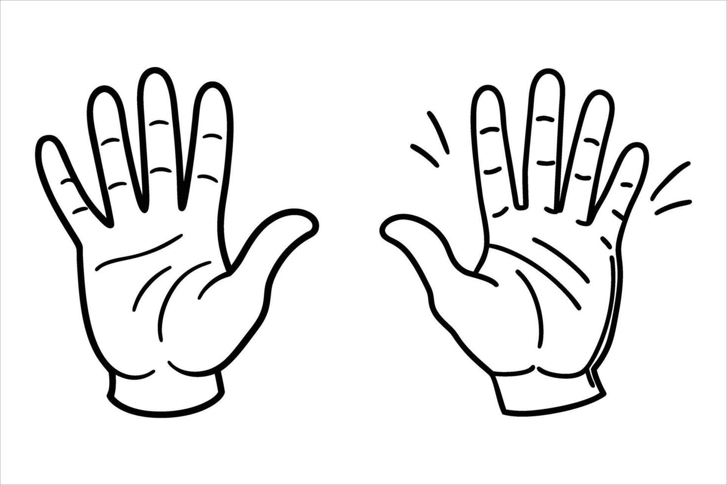 Two Hands High Five Black Line Art Illustration gesture vector