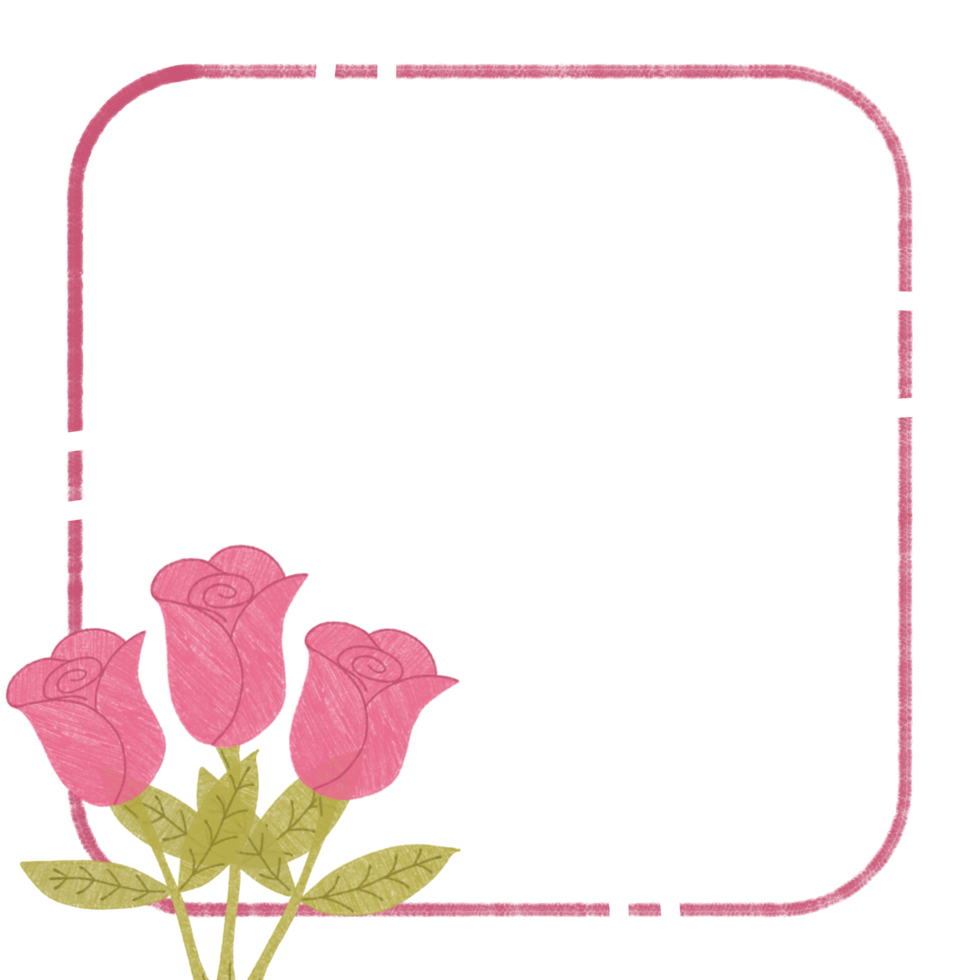 A pink rose bouquet is in a square frame png