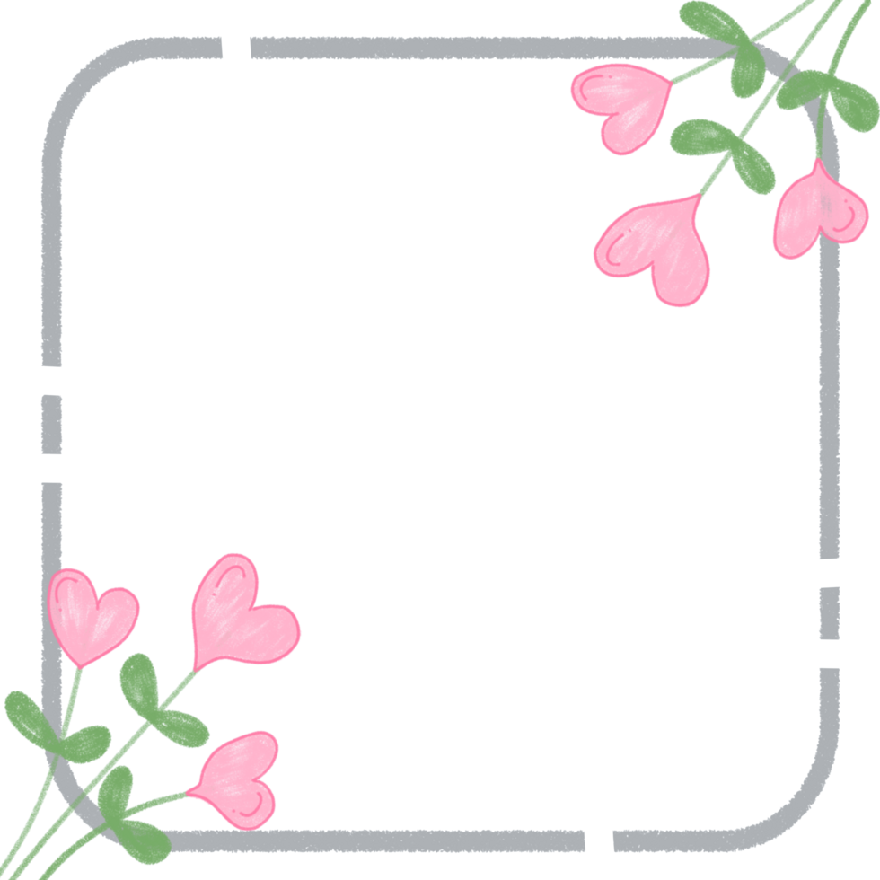 A square frame with pink flowers on it png