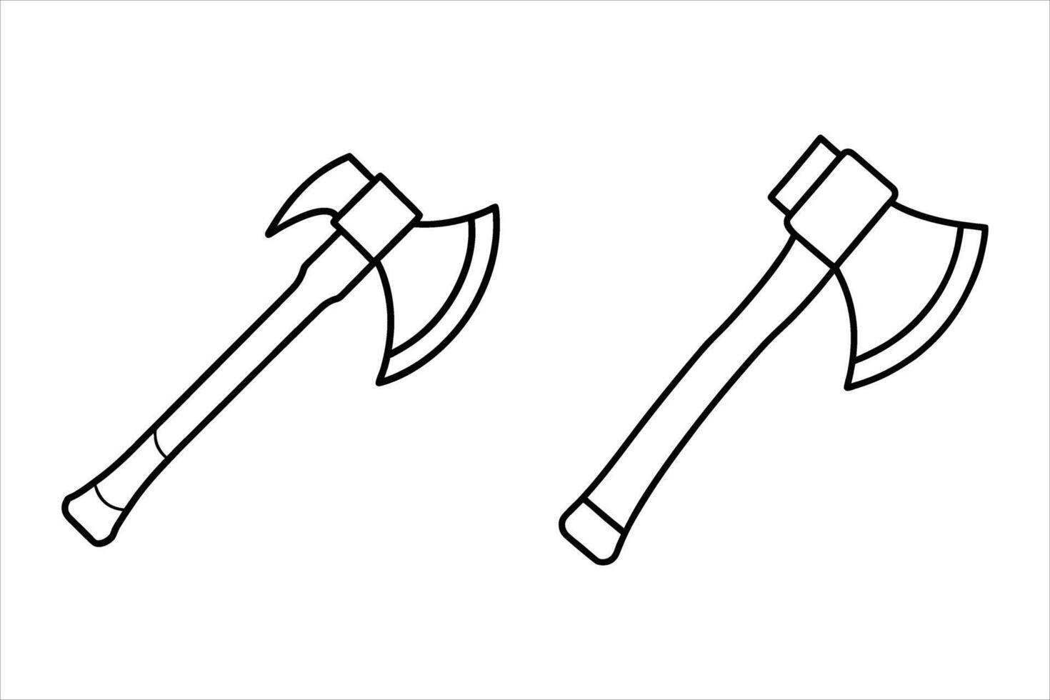 Two Line Art Axes Woodcutter Tools Black White woodcutters axe vector