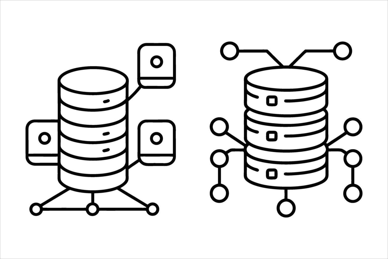 Two Database Servers Connected to External Devices vector