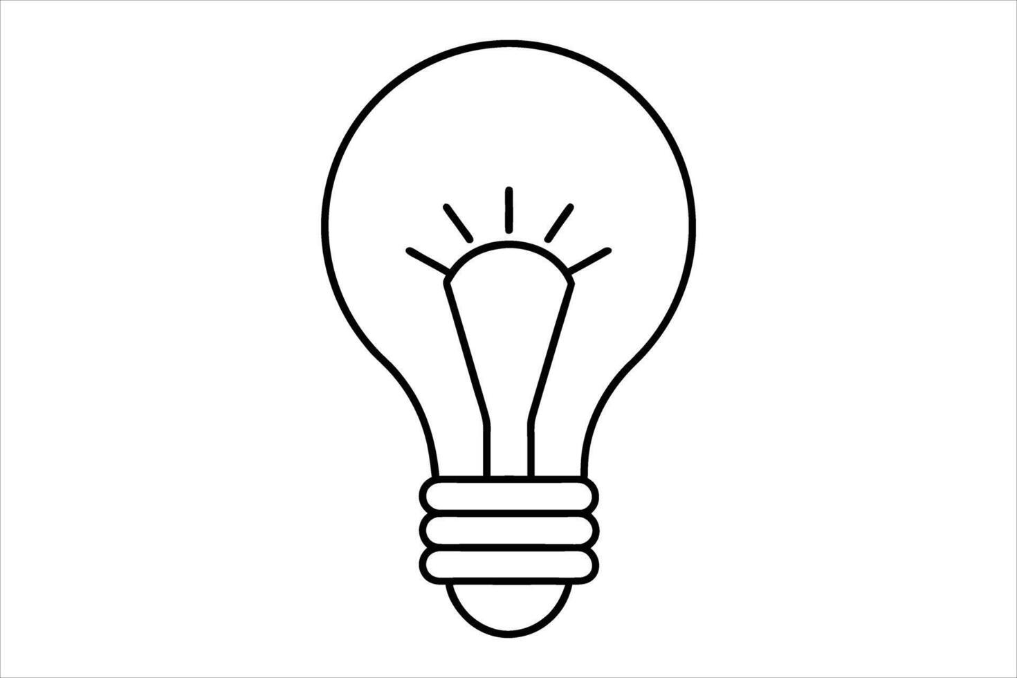 Black Line Art Lightbulb Idea Symbol Illustration vector
