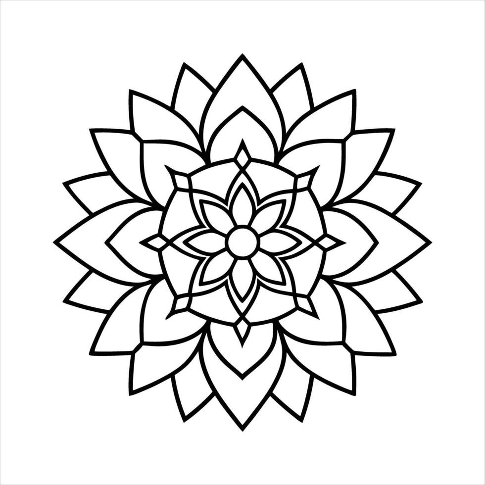 Black and White Mandala Flower Design Circular Pattern vector