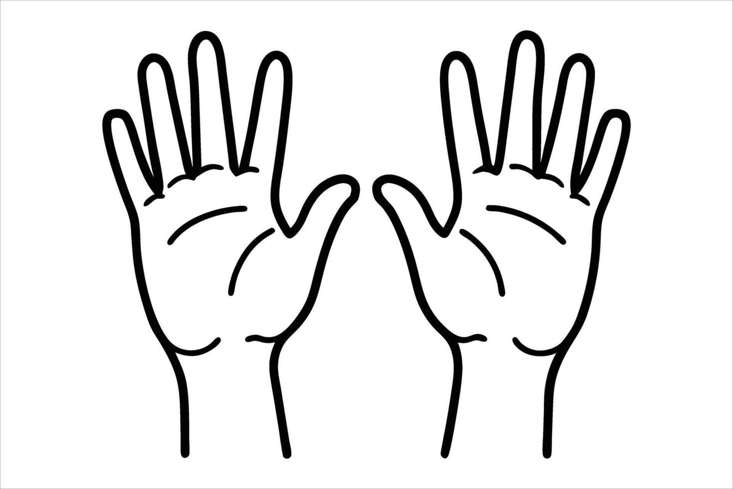 Two Hands Open Palms Upward Black Outline open hands vector