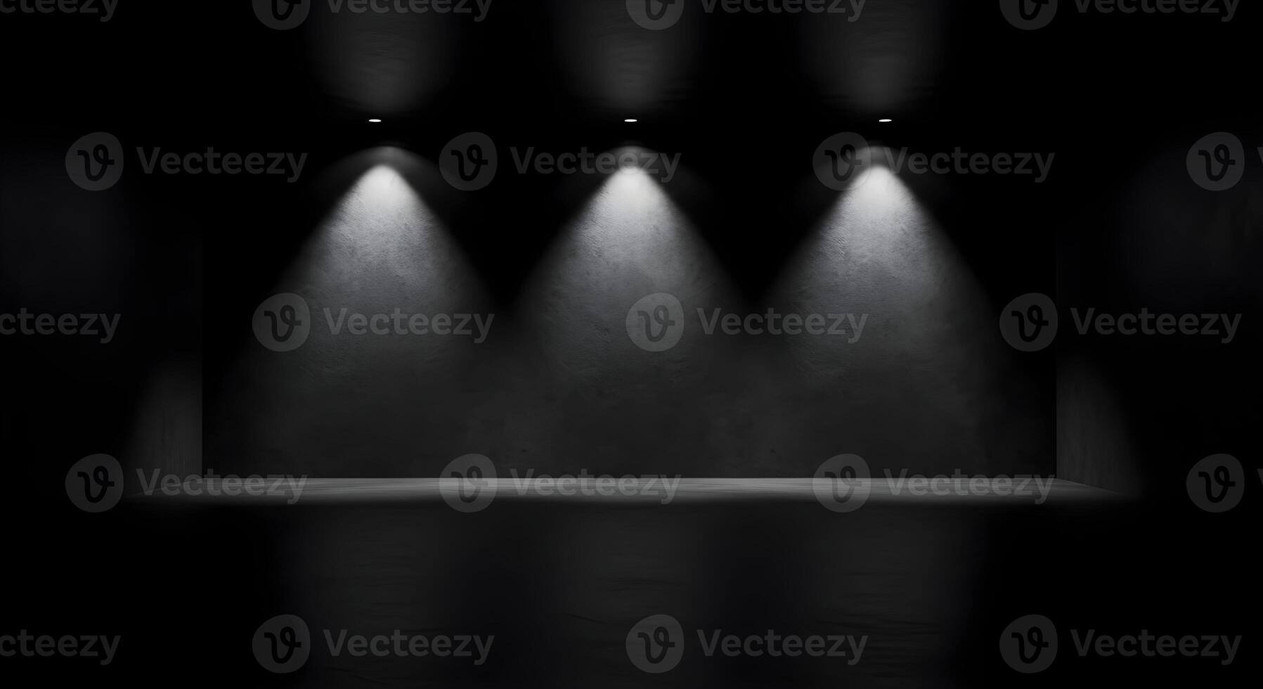 Minimalist Empty Room with Ceiling Spotlights and Textured Concrete Walls photo
