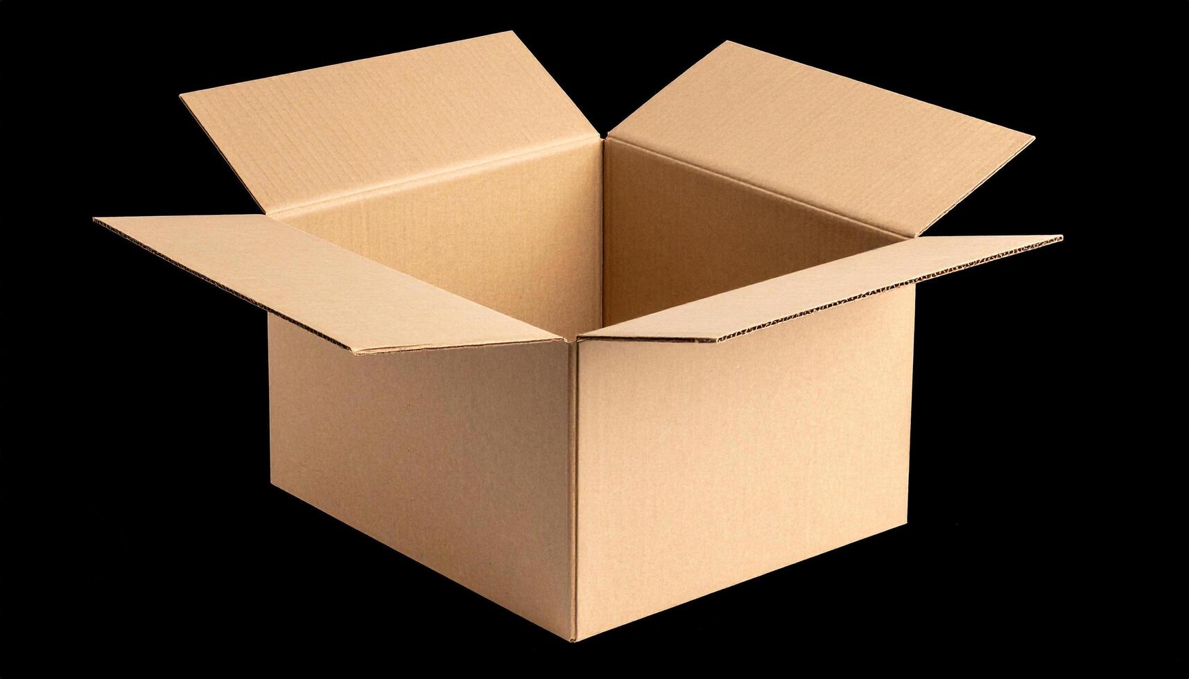 Flat Cardboard Box Blank With Precise Creases On Black photo