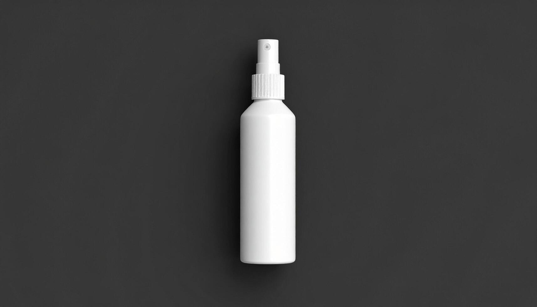 White Brush Cleaner Bottle On Matte Black Background photo