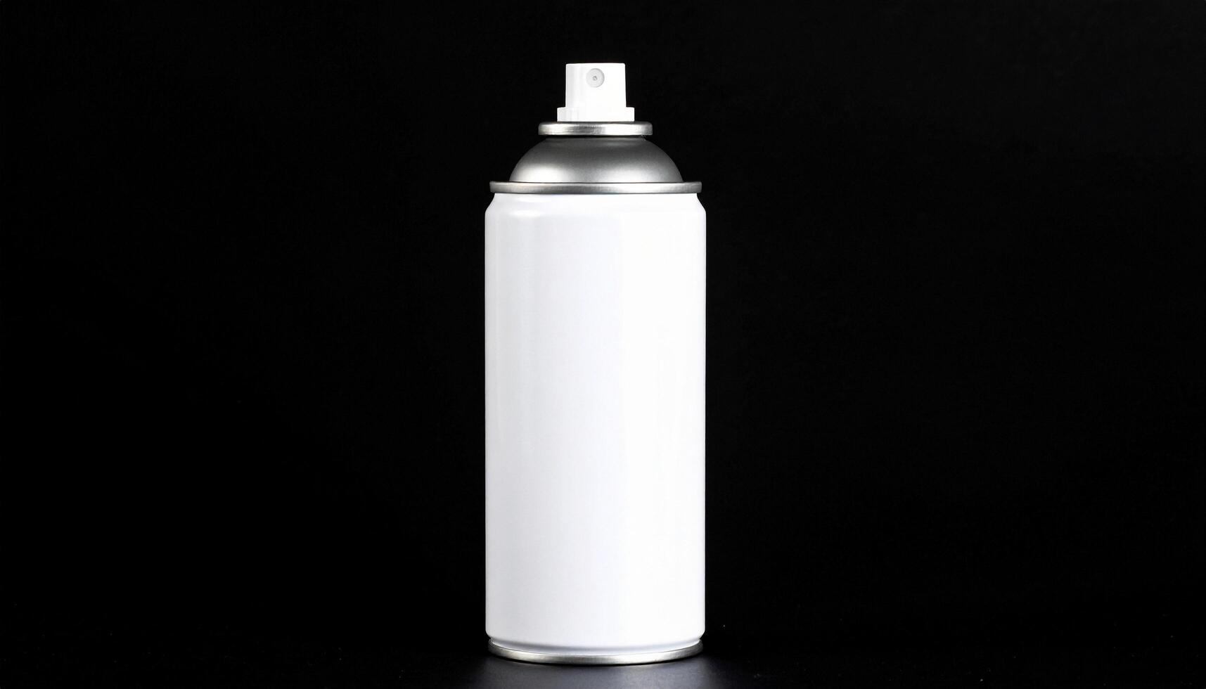 White Oval Aerosol Can On Pure Black Backdrop photo