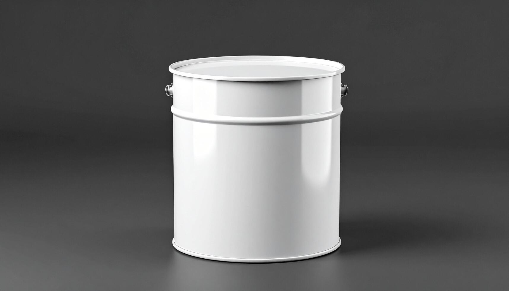 White Plastic Drum Paint Container On Concrete photo