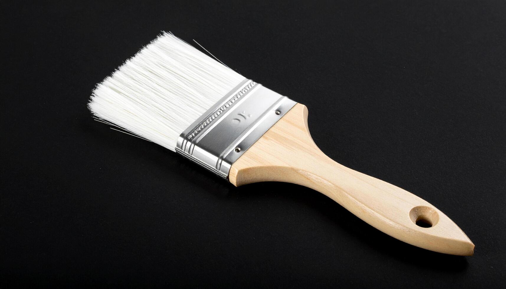 White Paint Brush Set On Black For Art Supplies photo