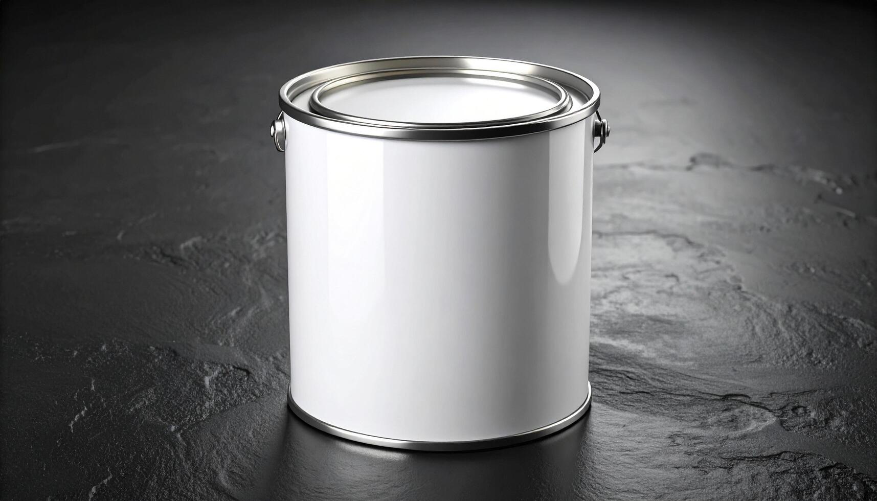White Metallic Can On Black Stone Background photo