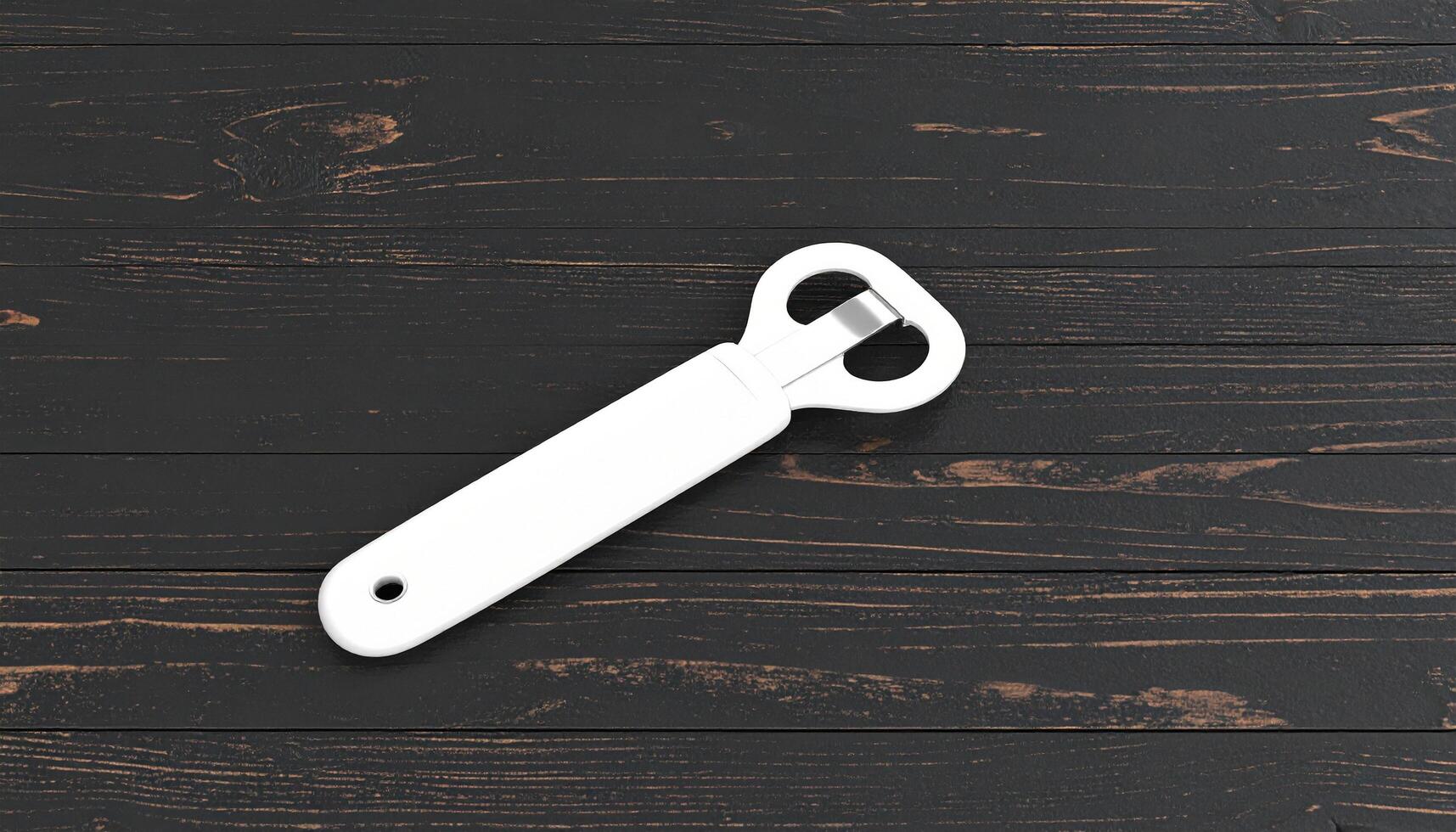 White Paint Can Opener On Wooden Table Black photo
