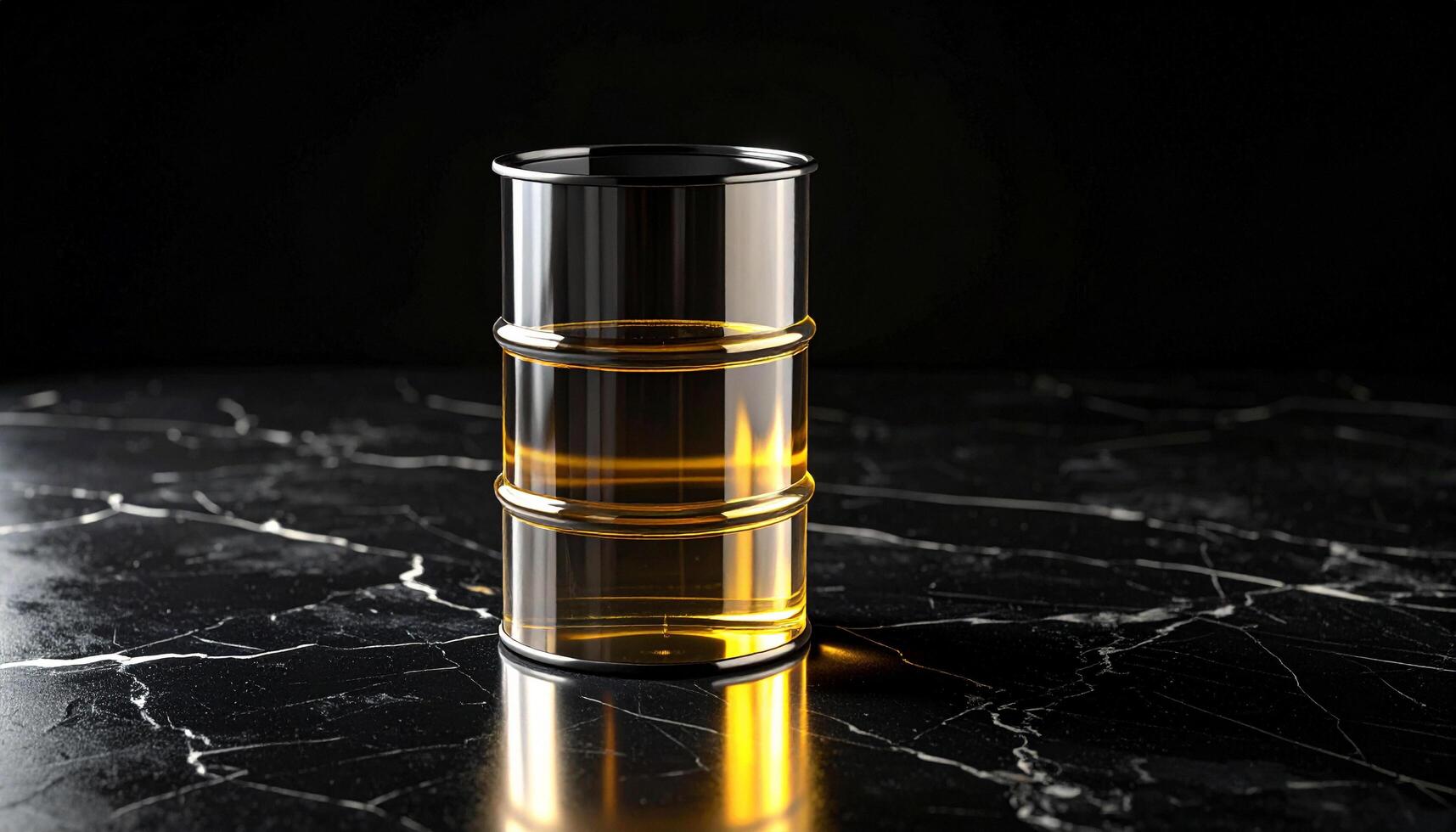 Clear Plastic Oil Drum On Marble With Fluid Level photo
