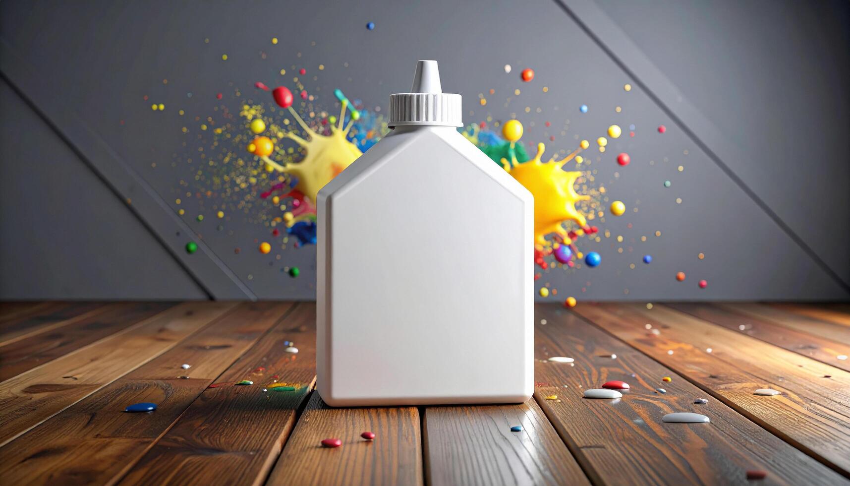 White Rhombus Paint Bottle On Art Bench photo