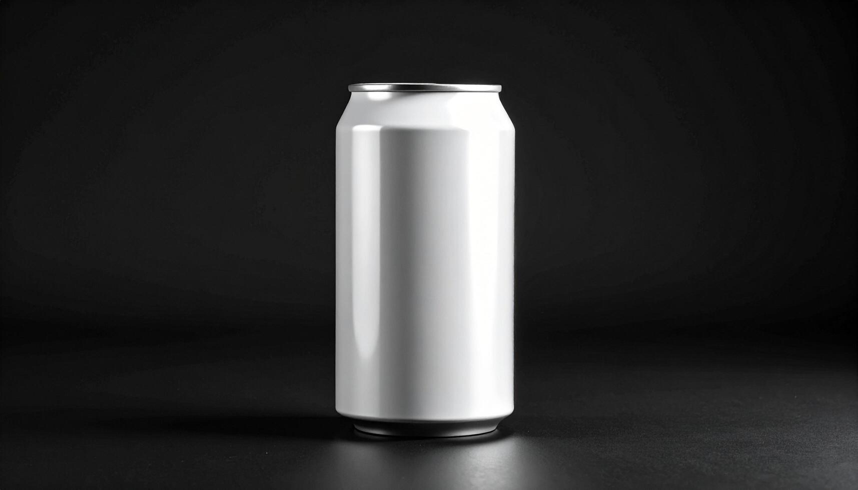 White Soda Can On Black Seamless Studio Background photo
