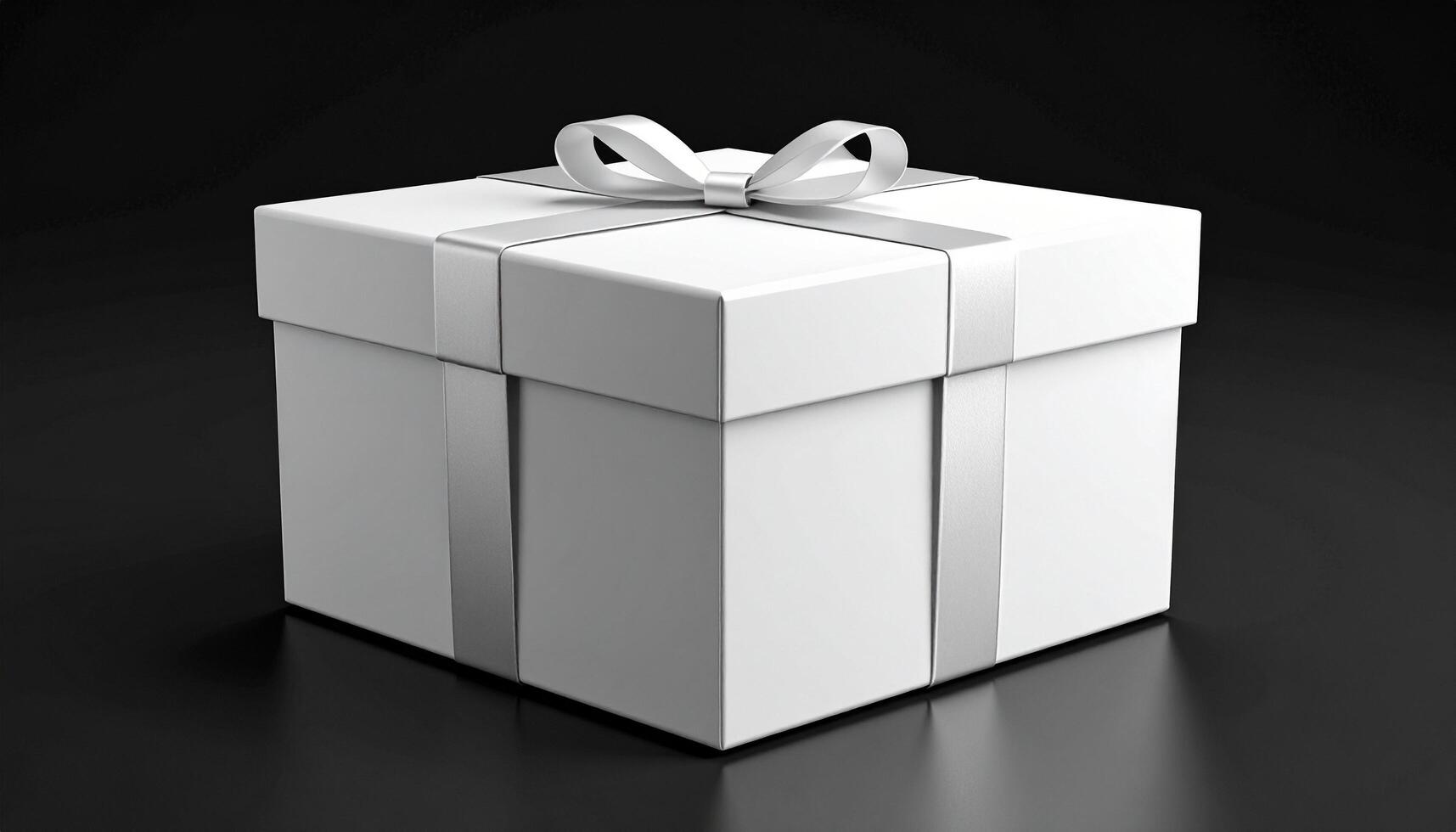 White Rigid Gift Box On Black Seamless Backdrop photo