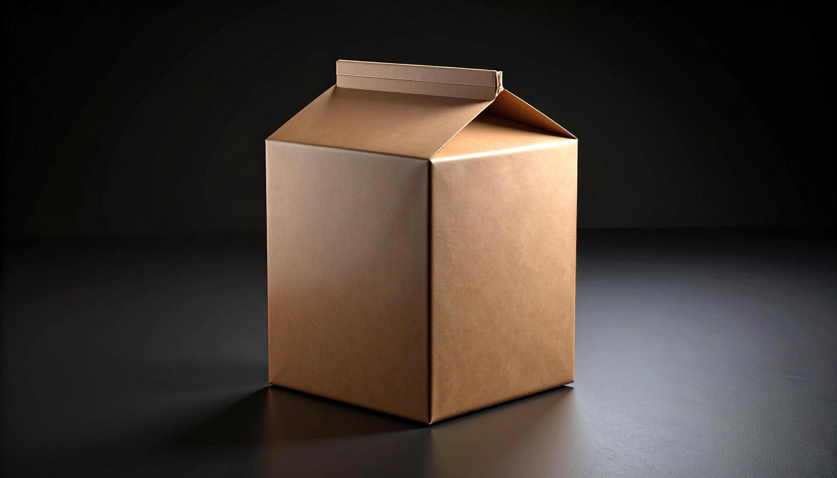 Brown Milk Powder Box With Surface Texture On Studio Floor photo