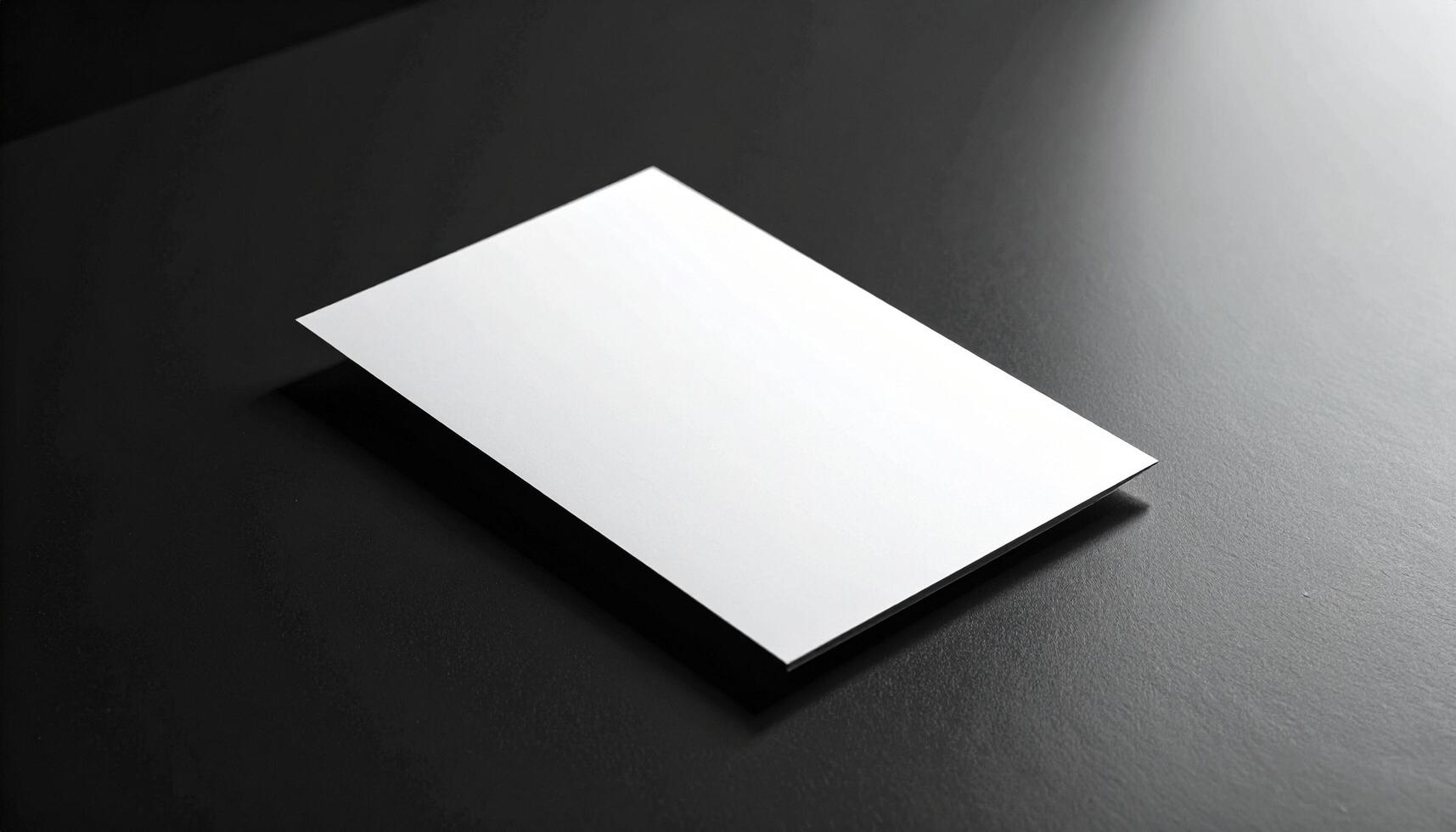 White Flyer On Glossy Black Table With Edge Precision photo