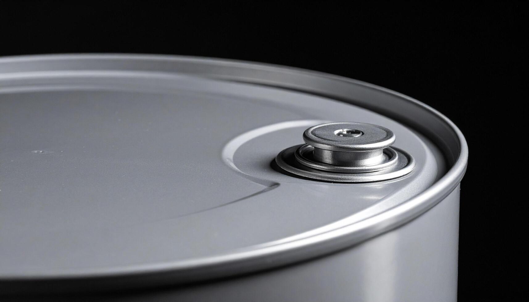Grey Chemical Drum With Screw Lid And Thread Detail On Black photo