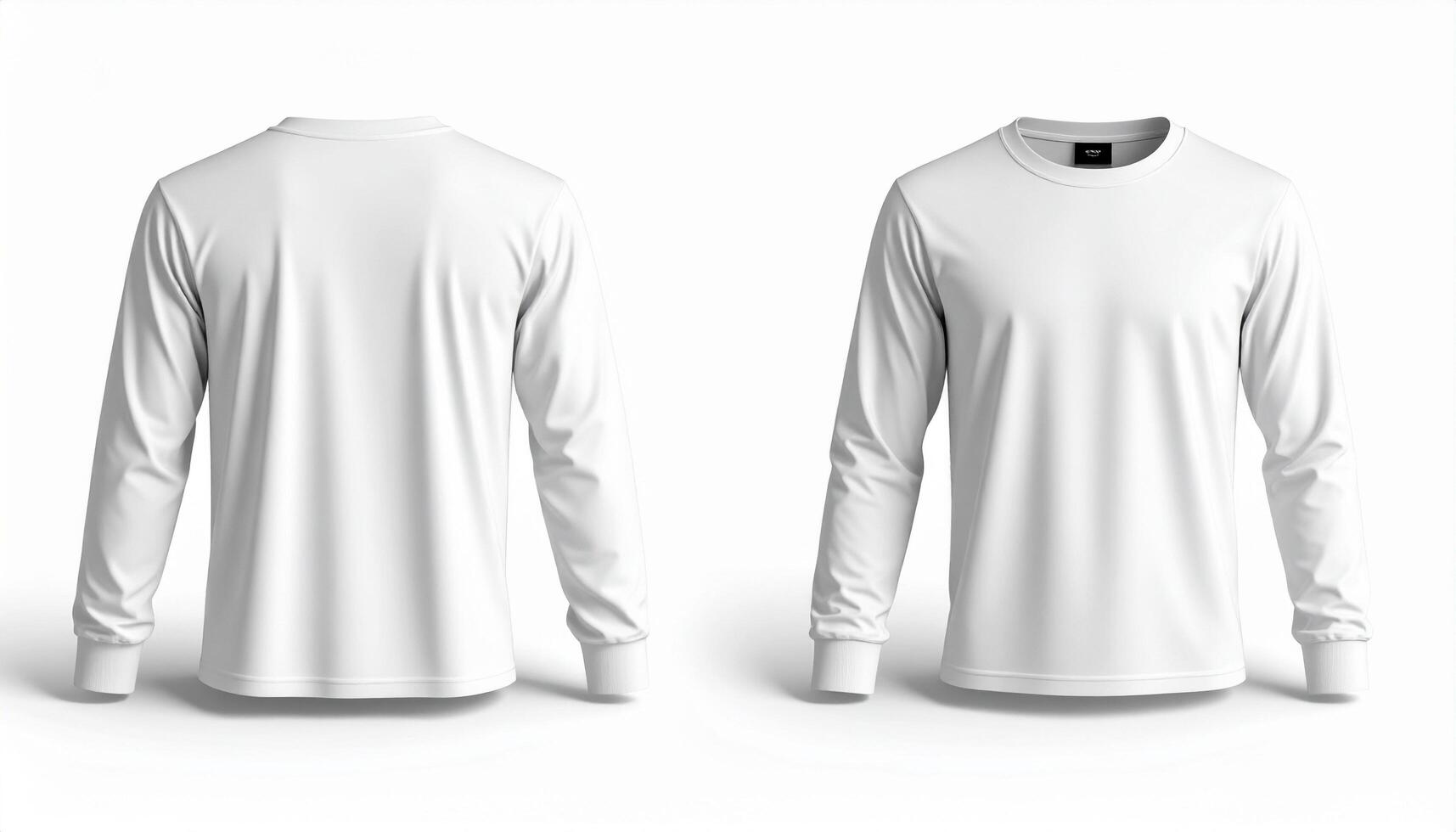 White Long Sleeve Shirt On White Seamless Background Soft Shadow Detail photo