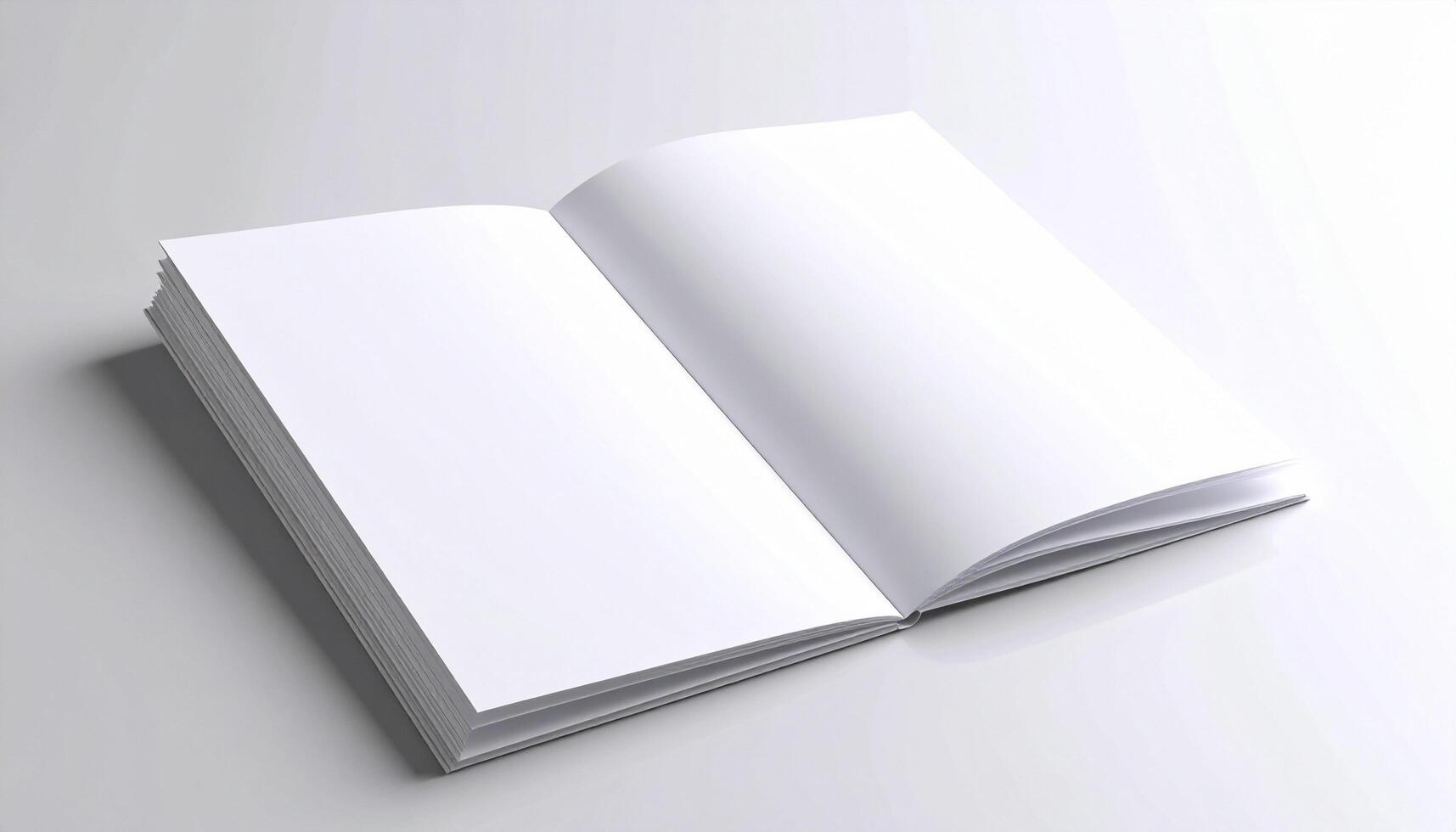 White Matte Presentation Folder On Glossy Ceramic Surface Fold Detail photo