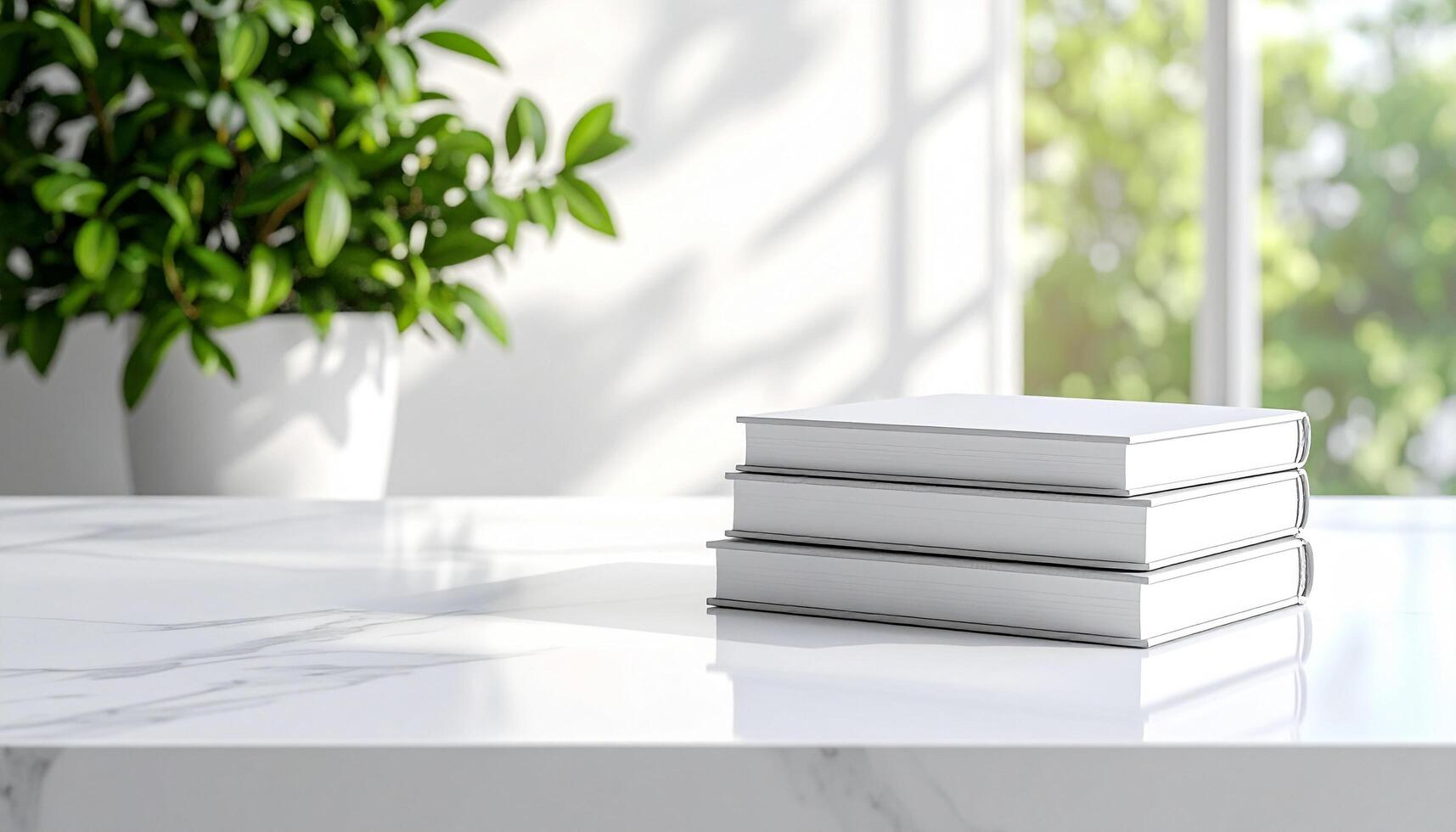Stacked Books On White Marble Layered Edge Detail photo