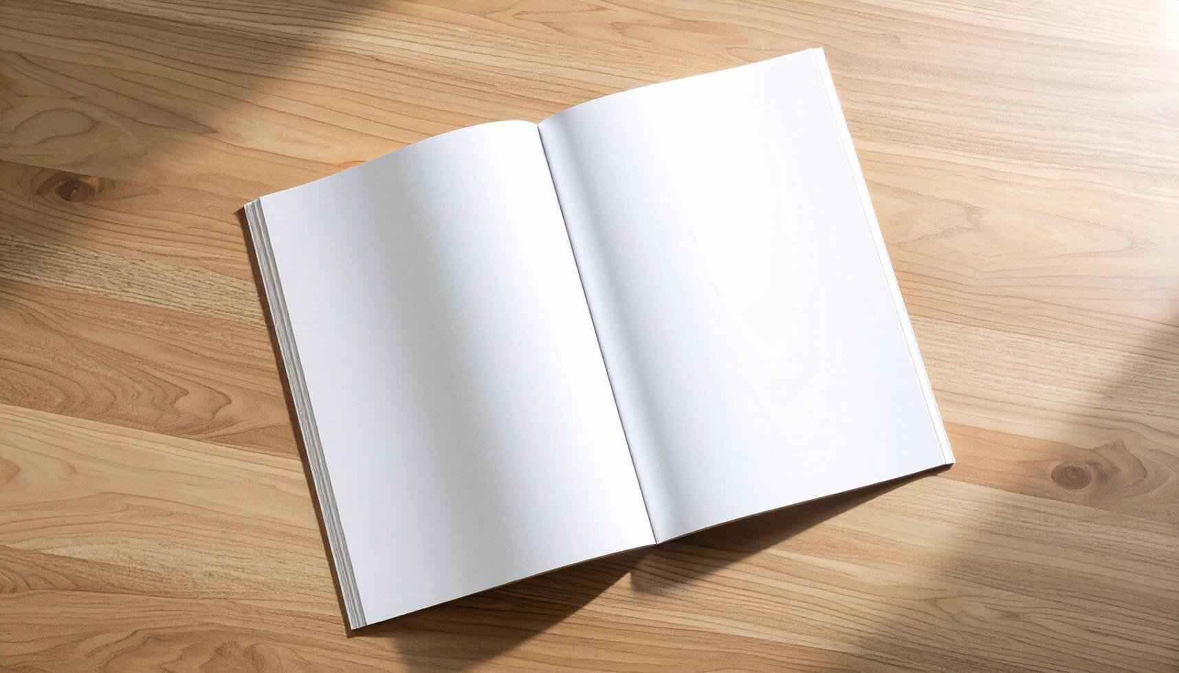 White Magazine On Wooden Table With Paper Thickness Detail photo