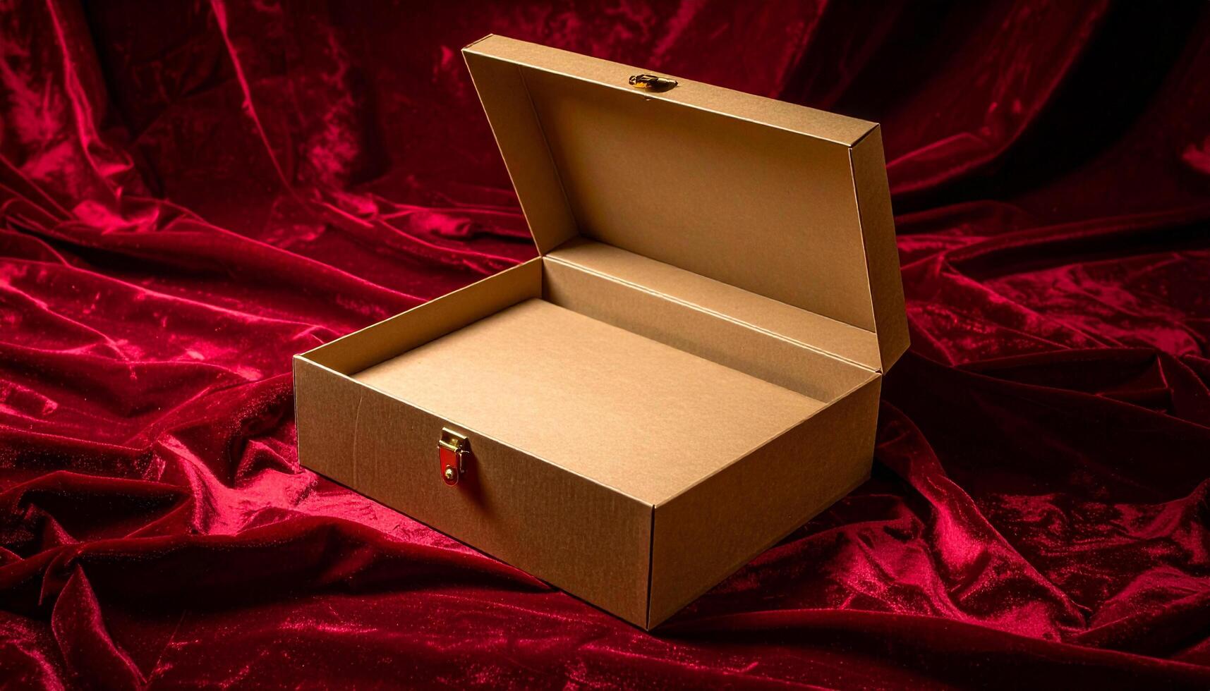 Brown Cardboard Folder On Velvet Fabric With Surface Grain Detail photo
