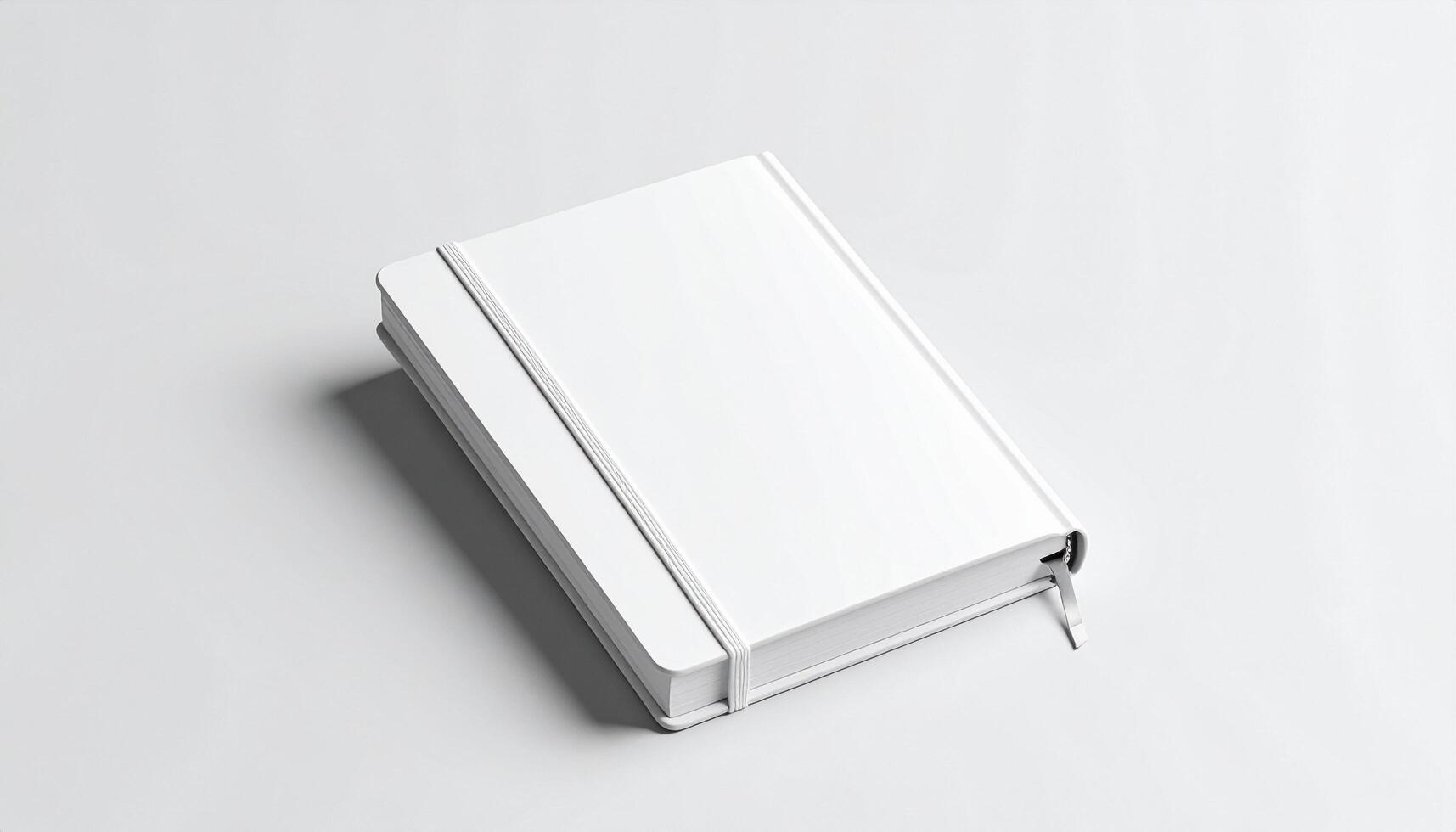 Pocket Size Journal With Elastic Band On White Studio Floor photo