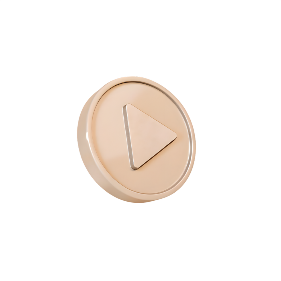 Beige 3d play button icon isolated on transparent background png