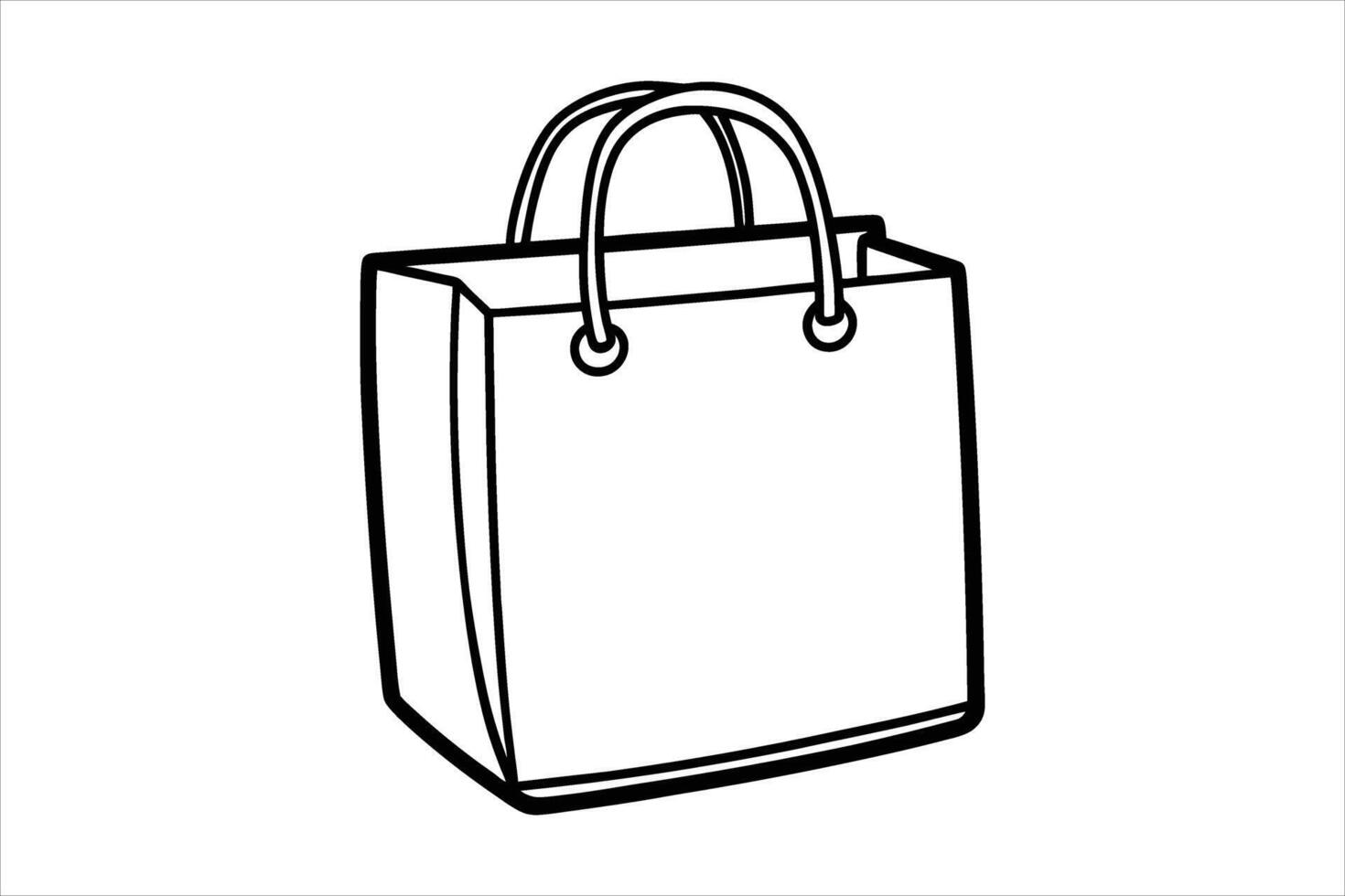 Black Outline Shopping Bag Illustration Simple Design vector