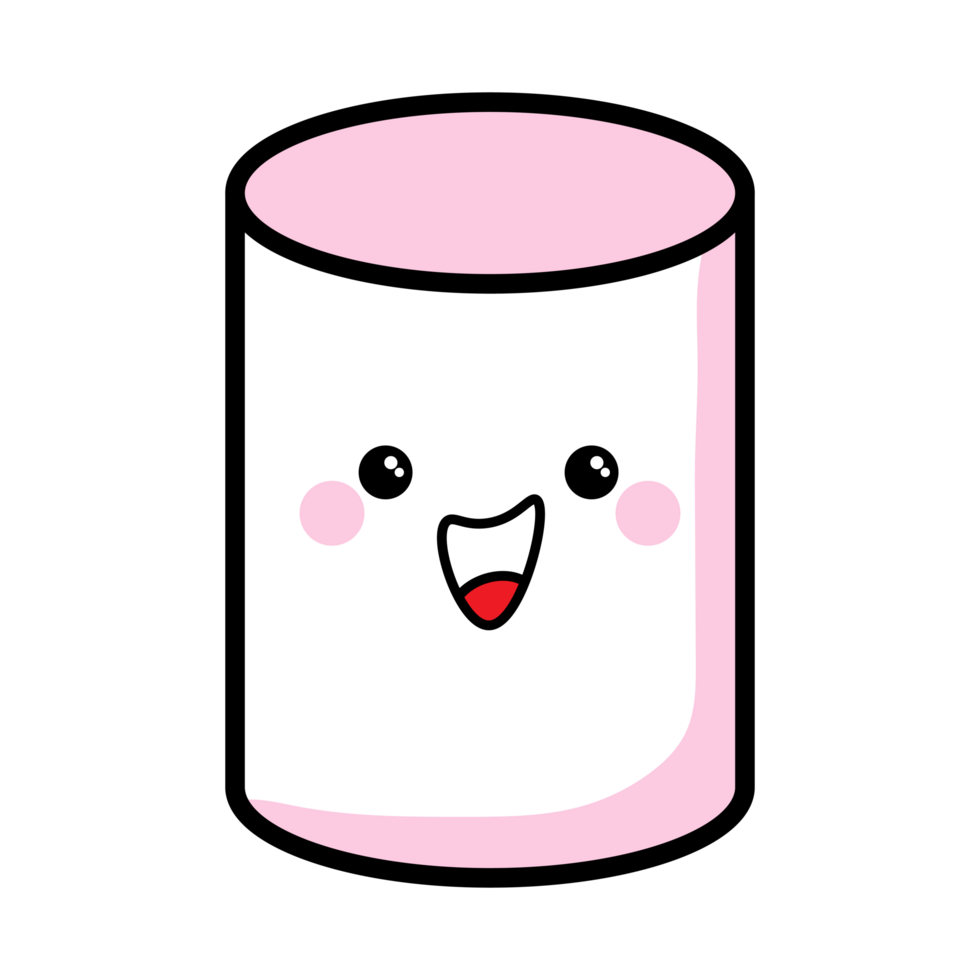 Happy Kawaii marshmallow flat with cute expressions and faces png