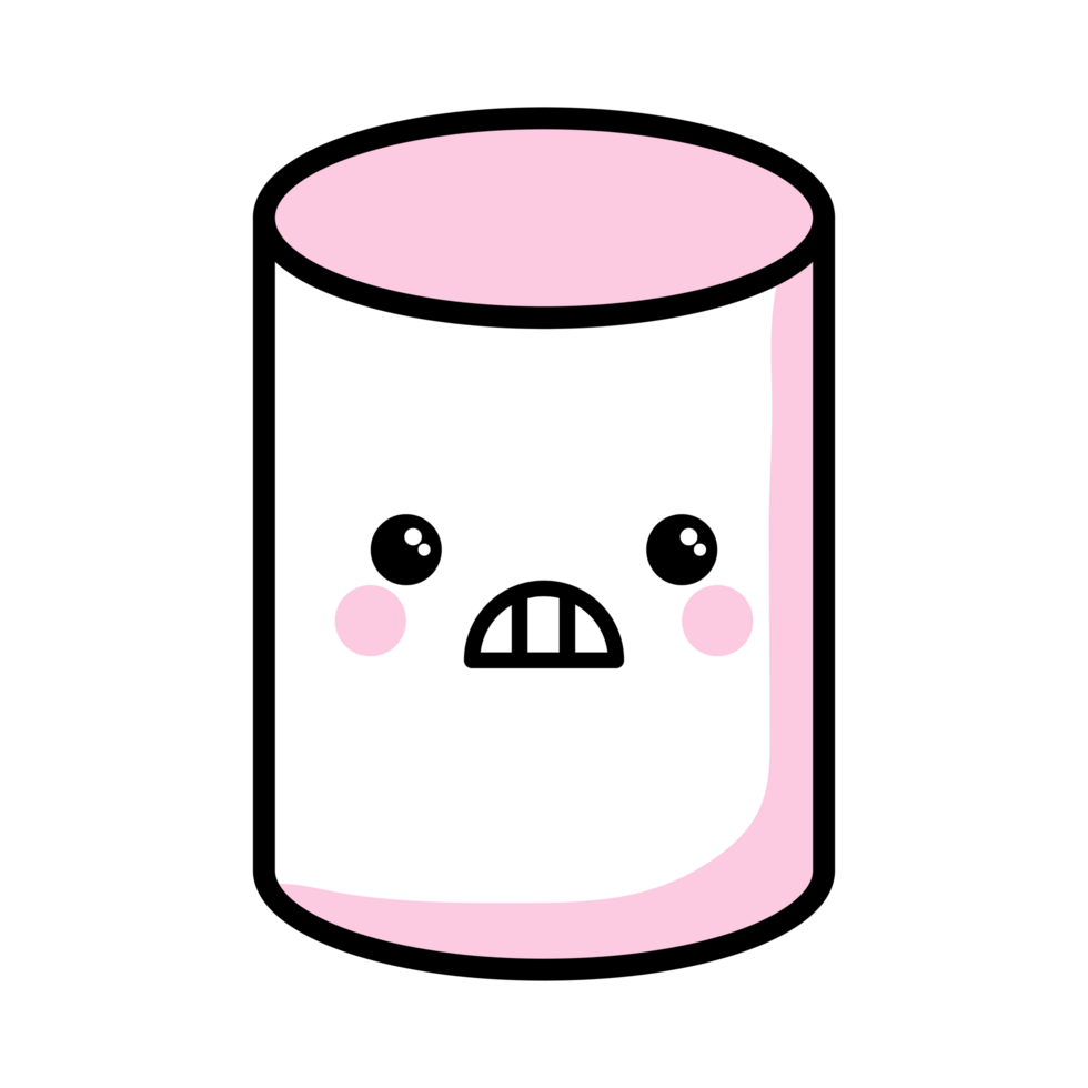 Disgusted Kawaii marshmallow flat with cute expressions and faces png